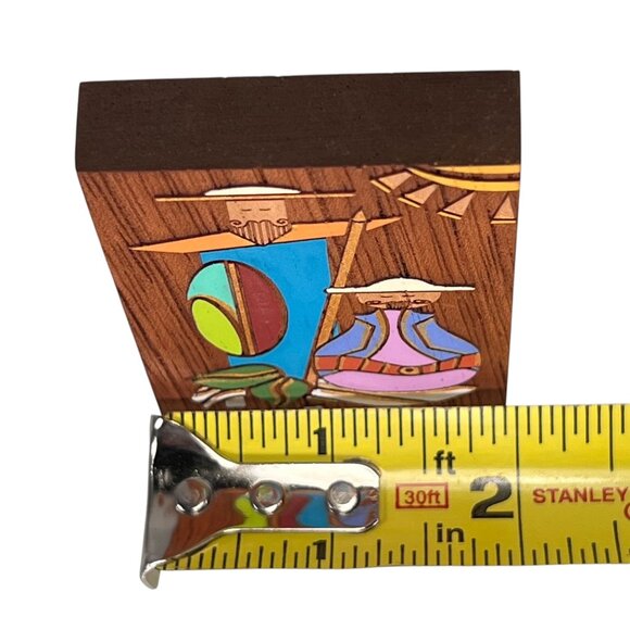 Lesodi Puerto Rican Art Hand Painted Wooden Set Of 3 Angel Church Colorful - Picture 12 of 13